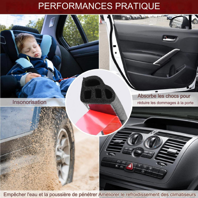 🔇 Profitez d'une Conduite Paisible : Bande d'Isolation en Caoutchouc Auto-adhésive pour une Protection et un Confort Optimaux ! 🔇(10M)