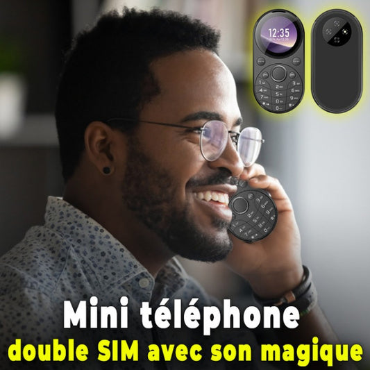 Mini Téléphone i15 à Écran Circulaire et Voix Magique